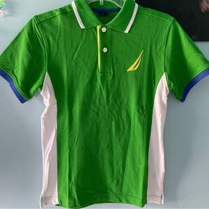 Nautica Green Polo with Blue and Yellow Accents